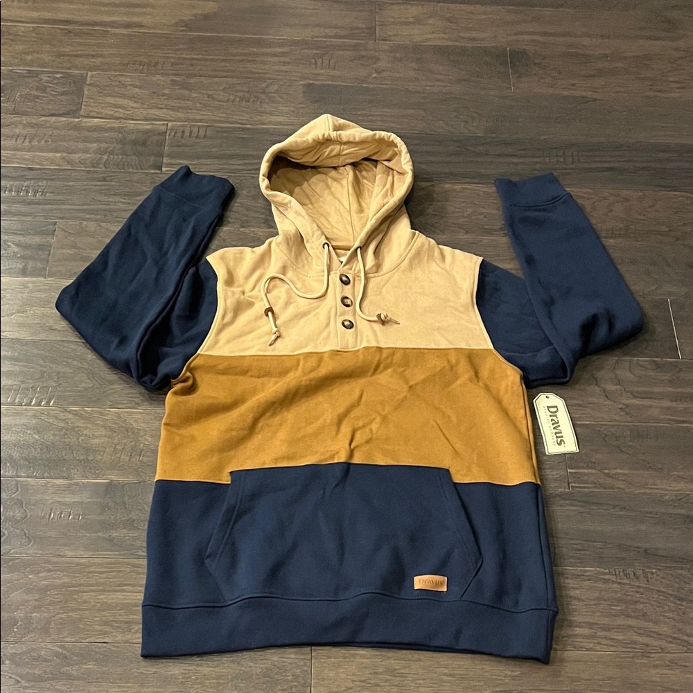 Dravus Hues Hoodie Sweatshirt new blue tan Mens Size XL